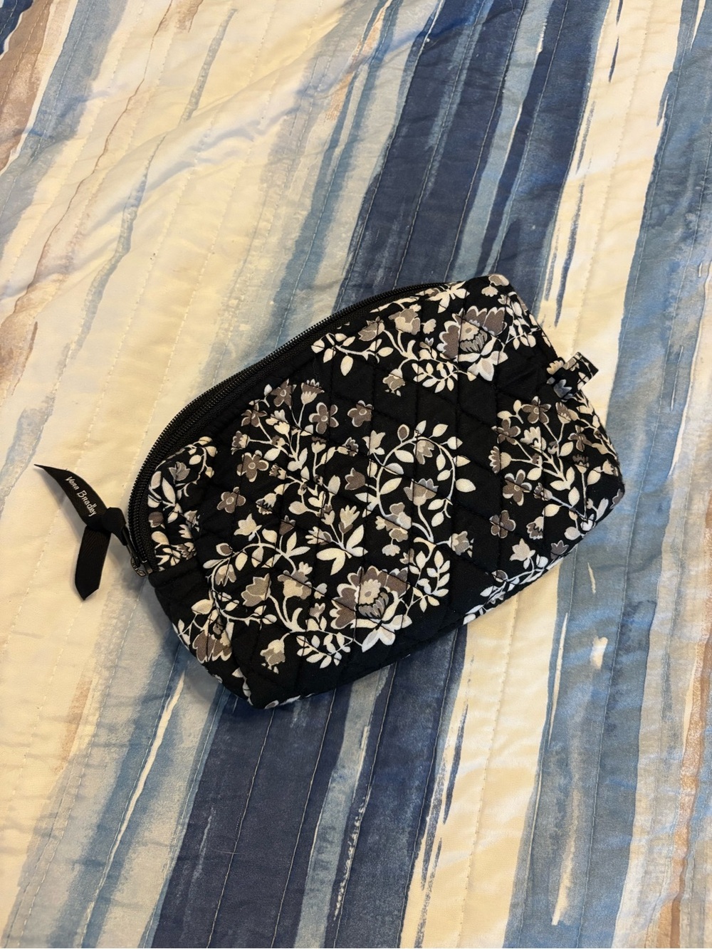 Vera Bradley Black Floral Quilted Cosmetic Pouch - Picture 2 of 2